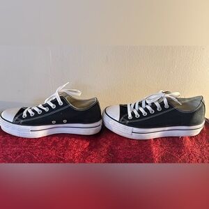 Classic Black Low-Top converse Canvas Sneakers with White Trim